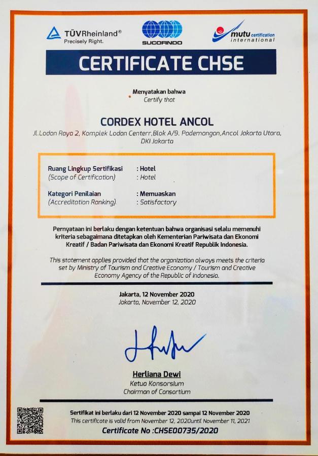 Cordex Hotel Ancol Yakarta Exterior foto